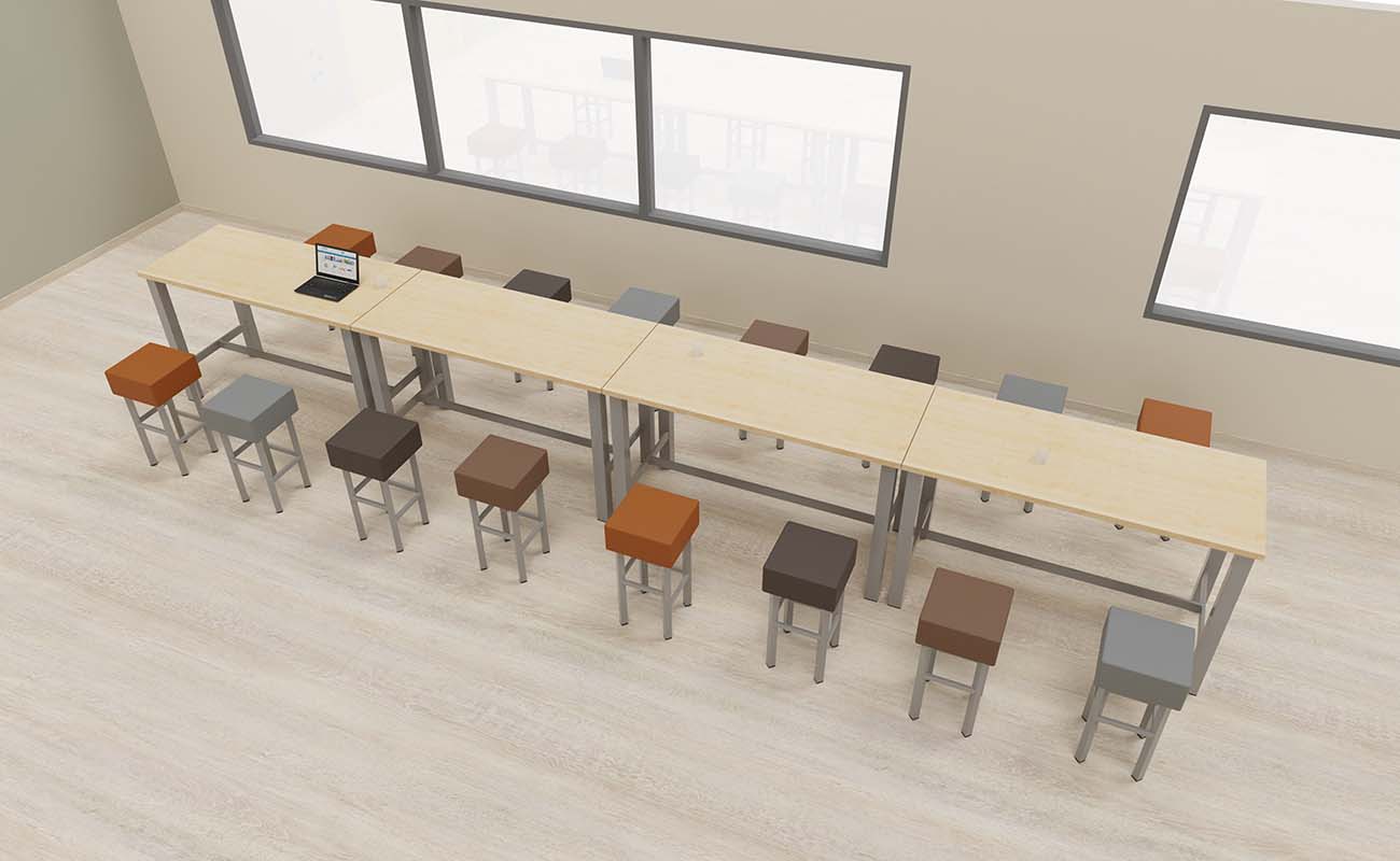 Lehrerzimmer Lehrkraft Lounge Lehrerzimmer Lehrkraft Lounge Ecke mit essBar Hochhockern und Hochtischen