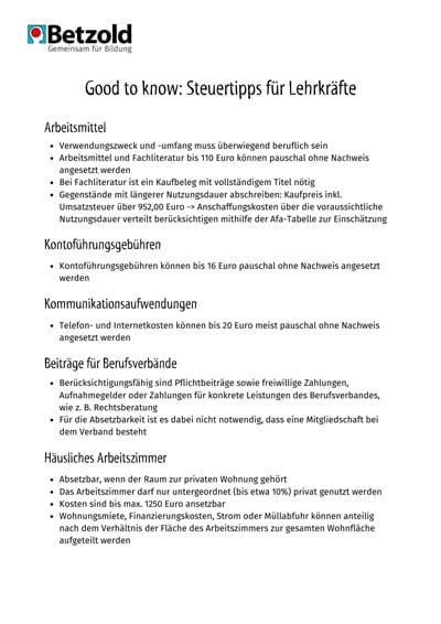 Steuertipps für Lehrerinnen und Lehrer