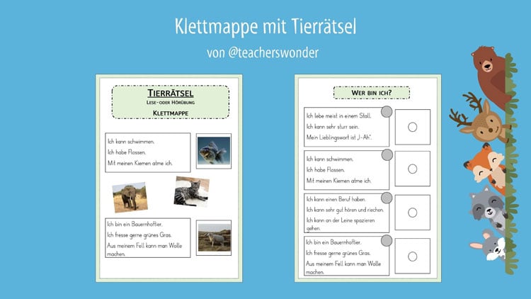 Klettmappe: Tierrätsel
