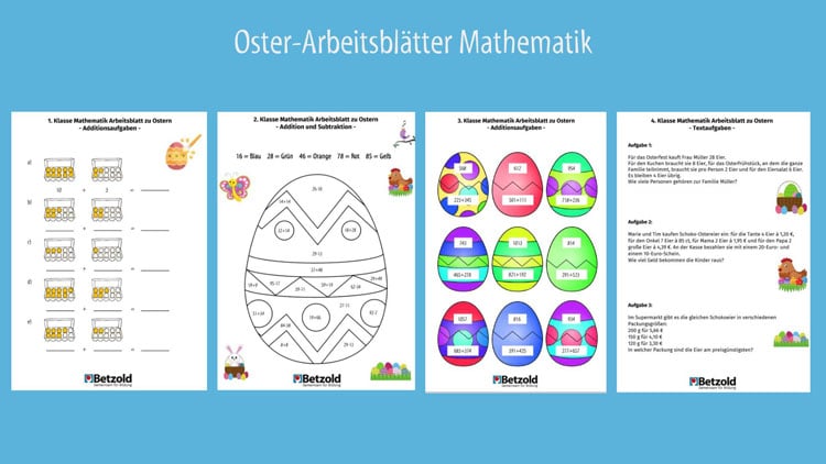 Arbeitsblätter Mathematik für Ostern