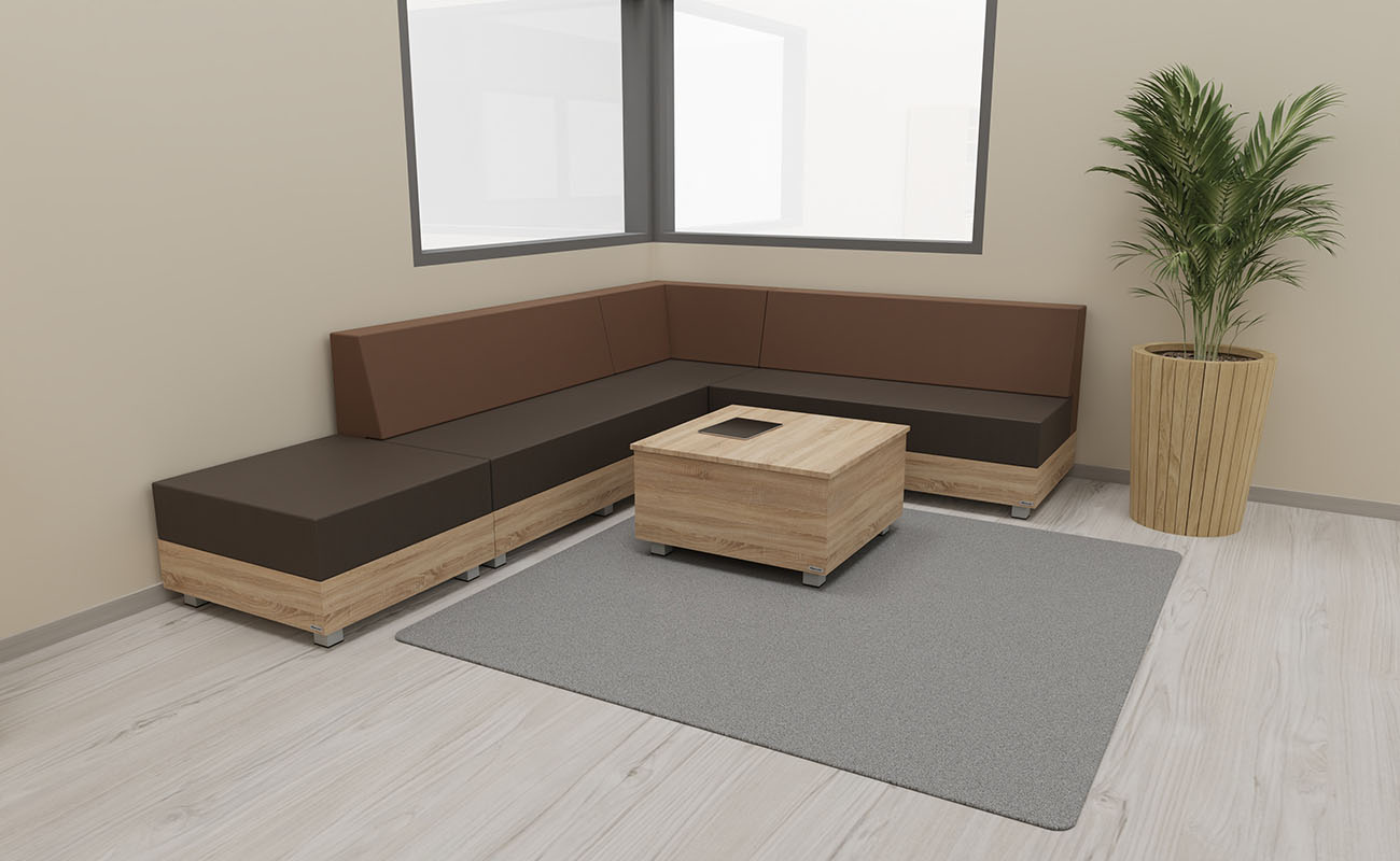 Lehrerzimmer Komfortzone Lehrerzimmer Komfortzone Sofaecke mit Chillo Ecksofa und Chillo Couchtisch