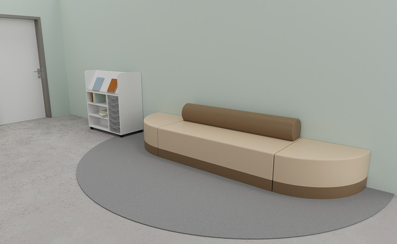 Klassenzimmer Lern-Nest Klassenzimmer Lern-Nest Leseecke mit Chillo Sofa und modularem Lesewagen