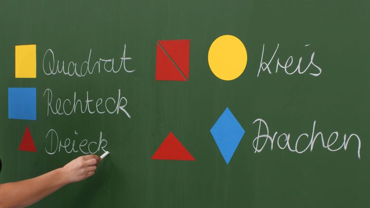 Geometrisches Tafelmaterial aus bunter Magnetfolie