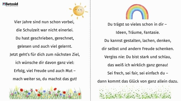 Gedichte zum Abschied von der Grundschule