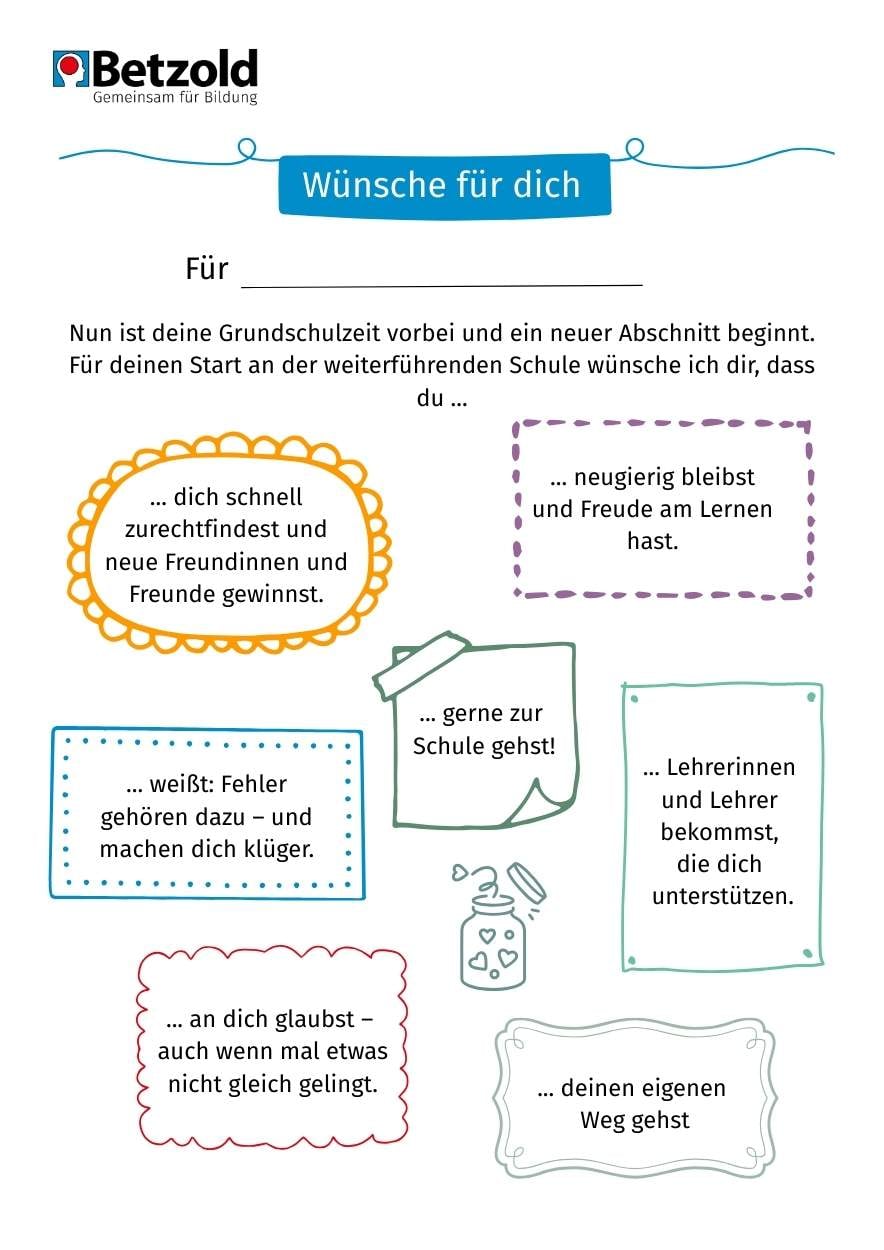 Wünsche zum Abschied von der Grundschule