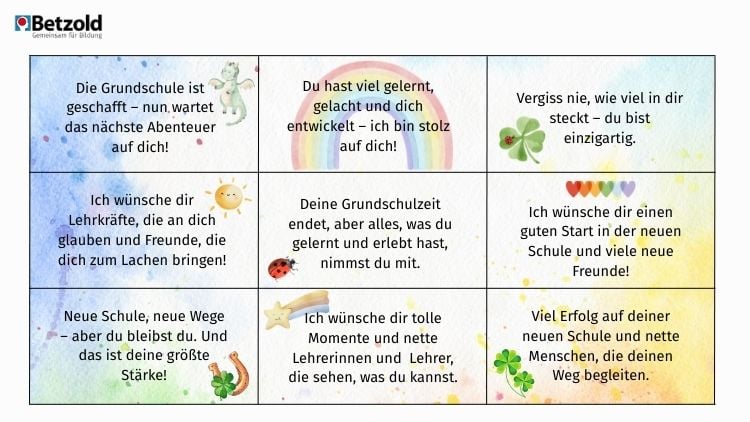 Abschied von der Grundschule: Sprüche