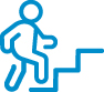 blau eingefärbtes Icon einer Person und einer Treppe