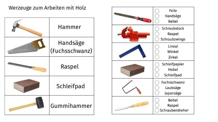 Arbeitsblätter Werkzeugkunde