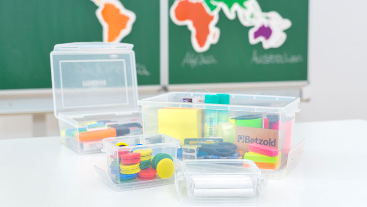 4x 25cm Plastik Lehrer Klassenzimmer Schule Ordnungssystem Aufbewahrungsboxen 