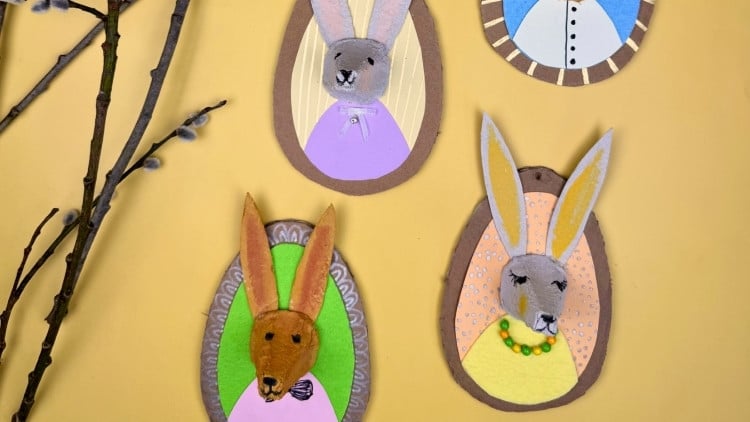 Osterhasen aus Eierkartons gebastelt