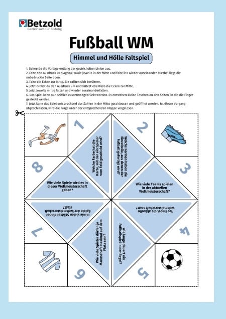 Faltspiel: Himmel und Hölle Fußball