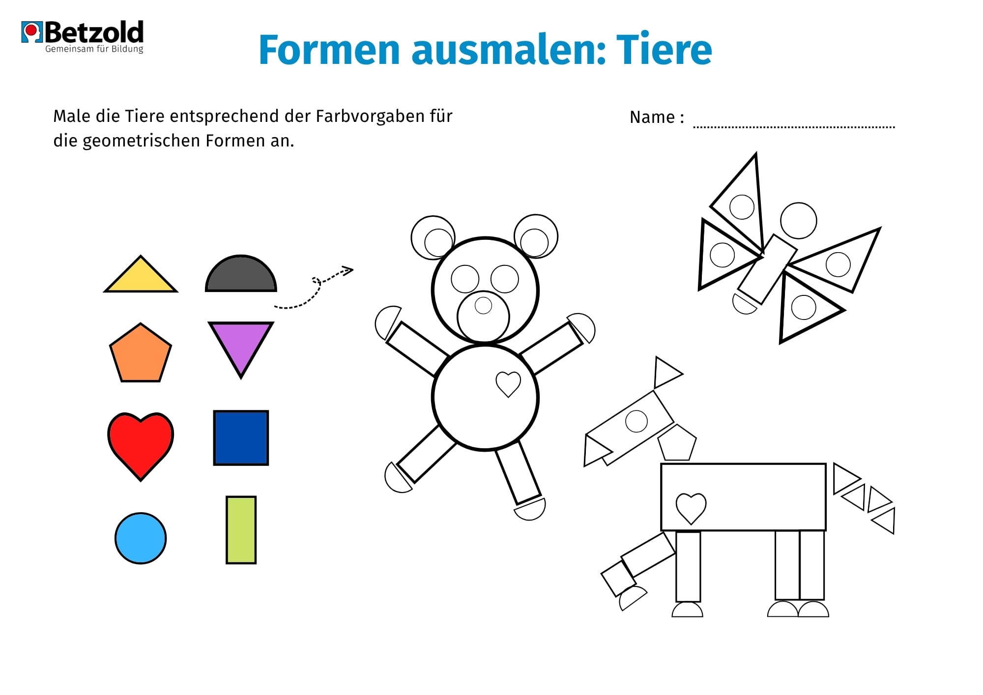 Geometrische Formen: Tiere