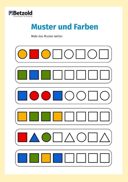 Arbeitsblatt: Muster ausmalen