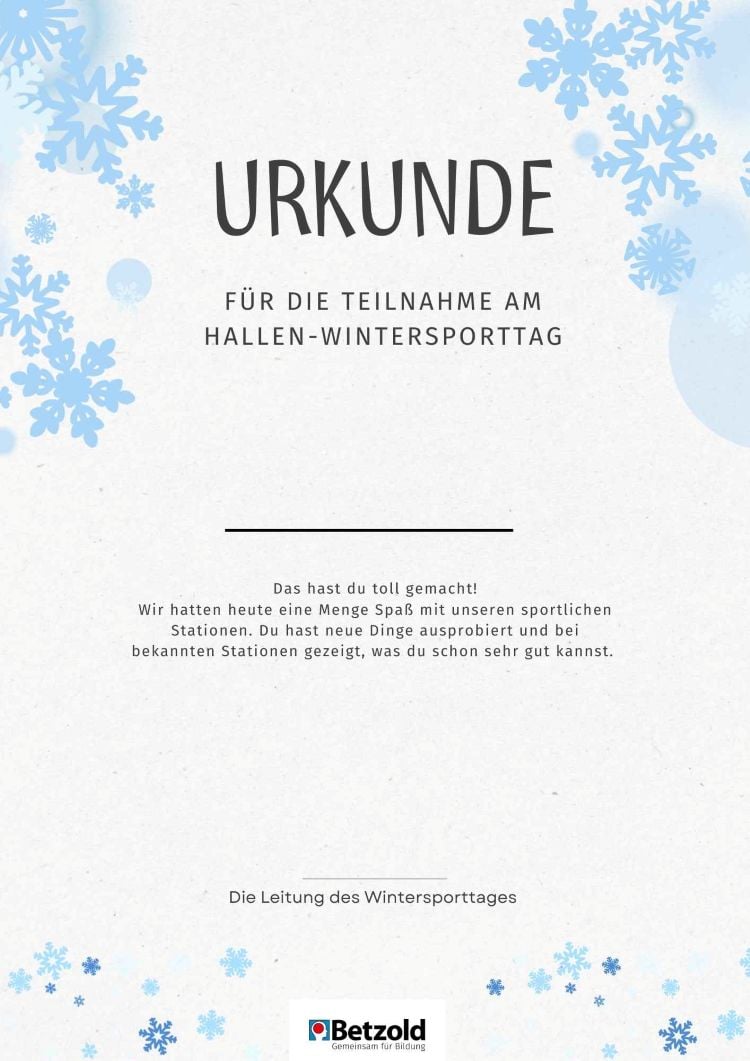 Urkunde Hallen-Wintersport