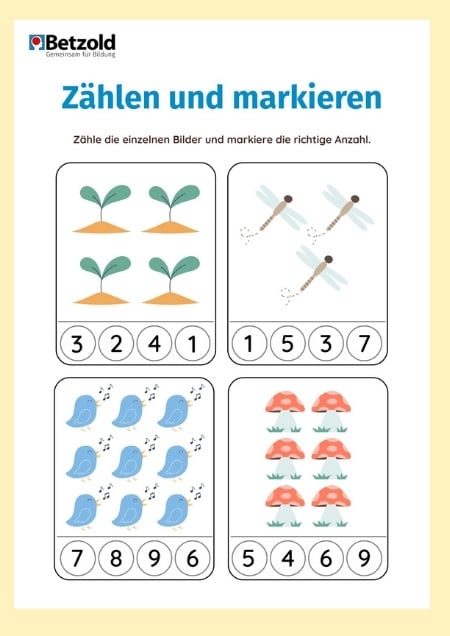 Arbeitsblatt: Zählen und markieren