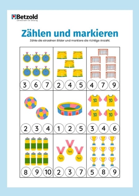 Arbeitsblatt: Zählen und Markieren Fußball