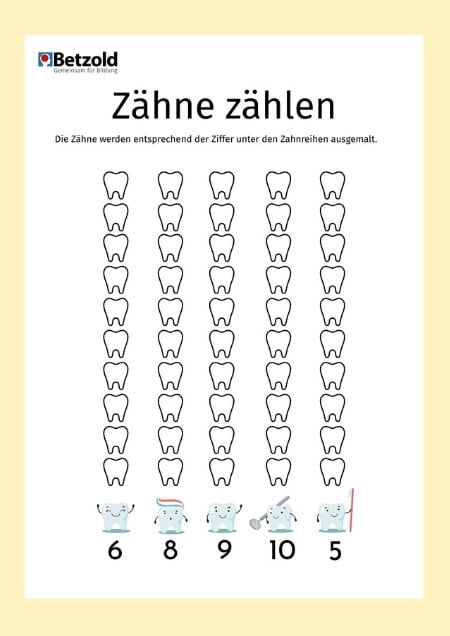 Arbeitsblatt: Zähne zählen