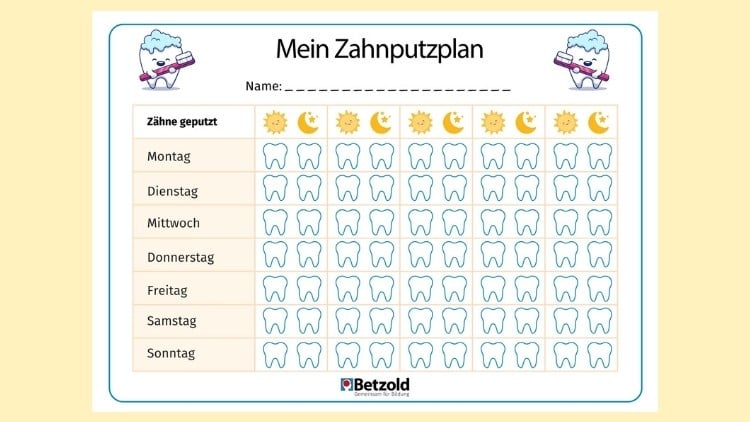 Arbeitsblatt: Mein Zahnputzplan
