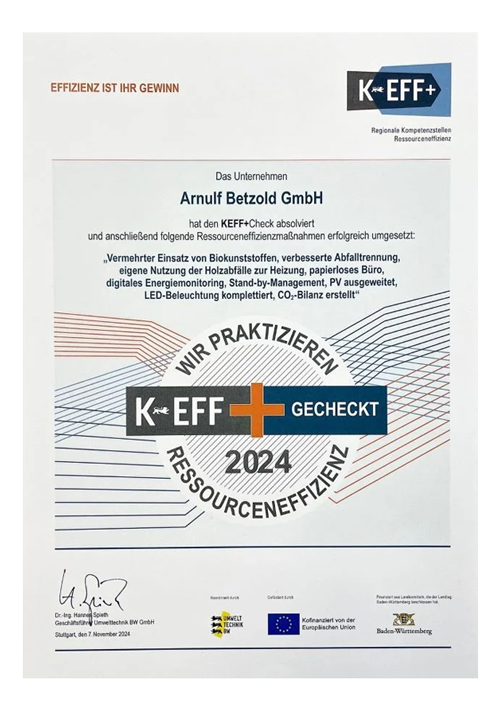 Urkunde KEFF+ Auszeichnung 2024