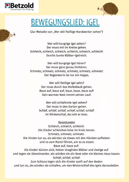Bewegungslied: Igel
