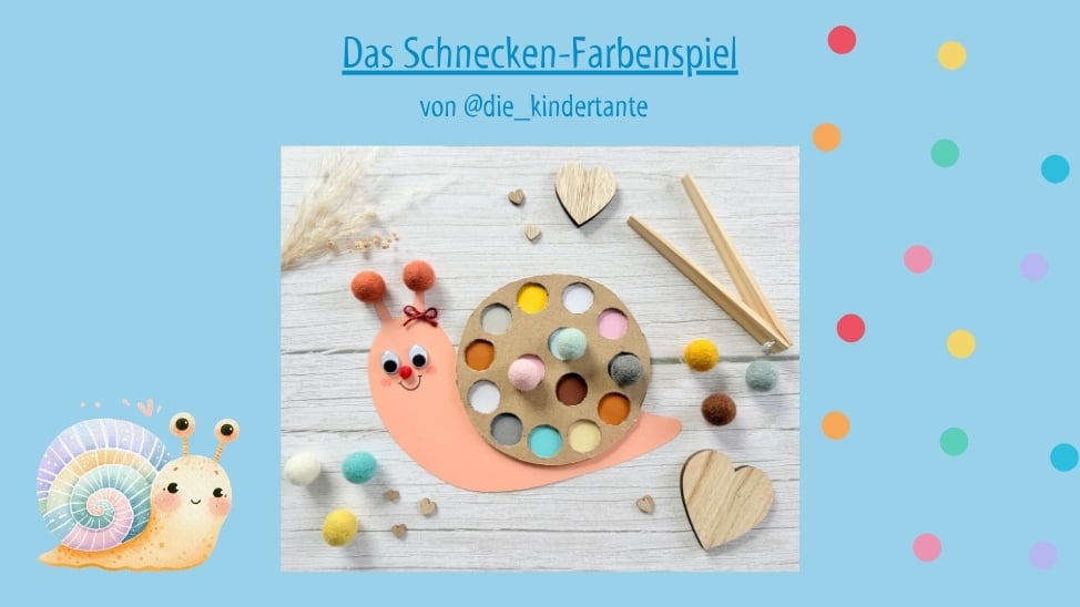 Schnecken Legespiel aus Pappe mit Filzkugeln