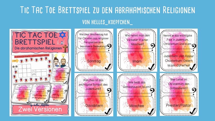 TicTacToe zu den abrahamischen Religionen von helles_köpfchen