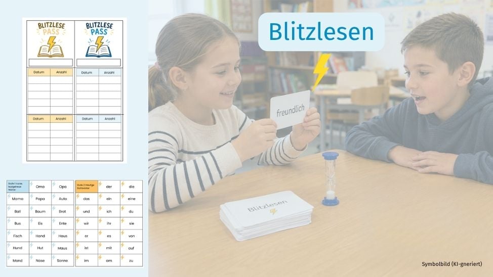 Blitzlesen Symbolbild, Blitzlesepass, Blitzlese-Kartei