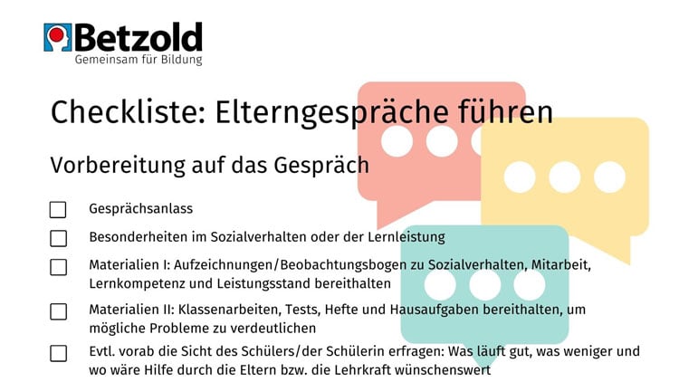 Checkliste Elterngespräche