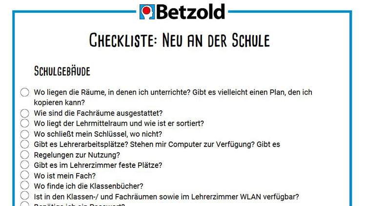 Checkliste: Neu an der Schule