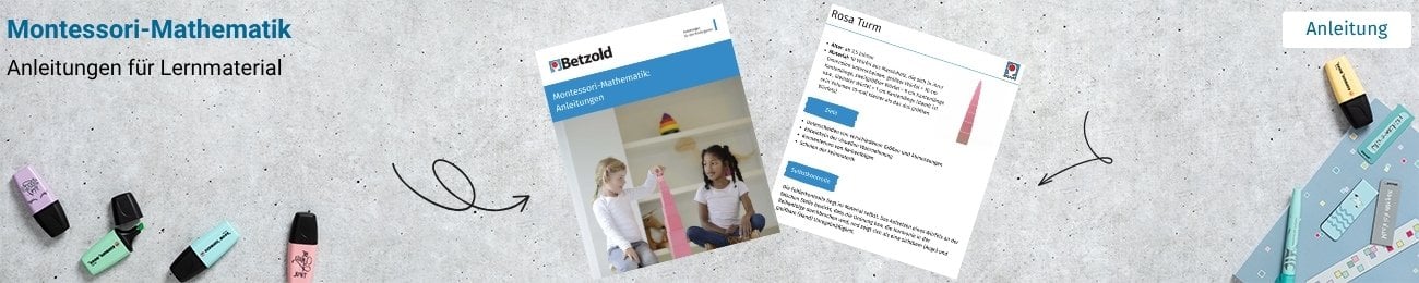 Beispielseite des Downloads Montessori-Mathematik auf grauem Hintergrund