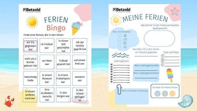 Ferien-Bingo und Meine Ferien-Arbeitsblatt