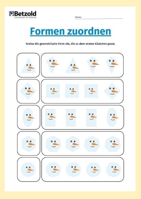 Arbeitsblatt: Formen zuordnen