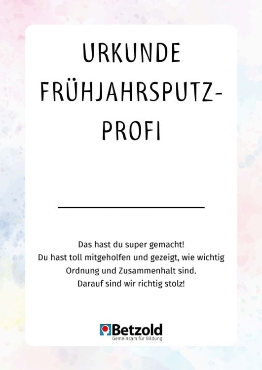 Frühjahrsputz Urkunde