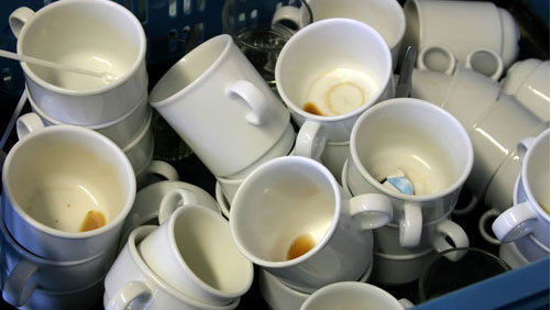 Leere Kaffeetassen