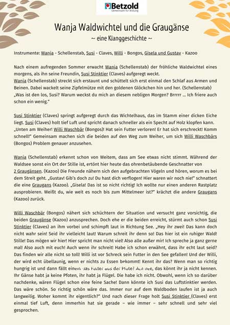 Schmieren Vorwort Bauern klanggeschichte mit trommeln Schlafen