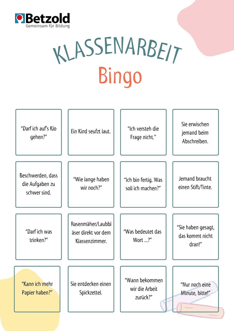 Klassenarbeit-Bingo