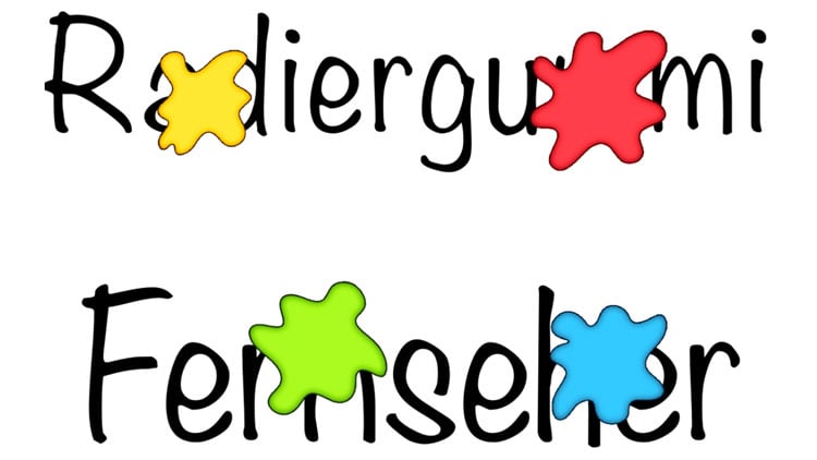 „Gekleckste“ Wörter