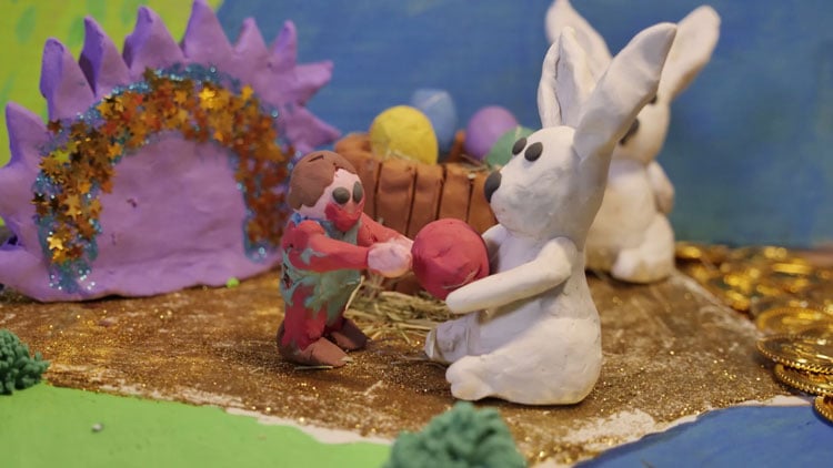 Knetfilm Kulisse mit Figuren