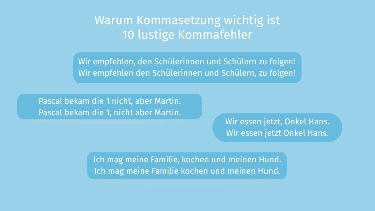 Lustige Kommafehler in Sätzen