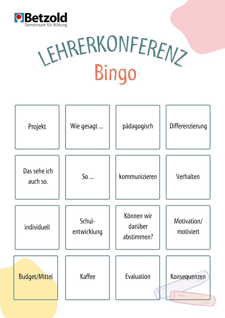 Lehrerkonferenz-Bingo