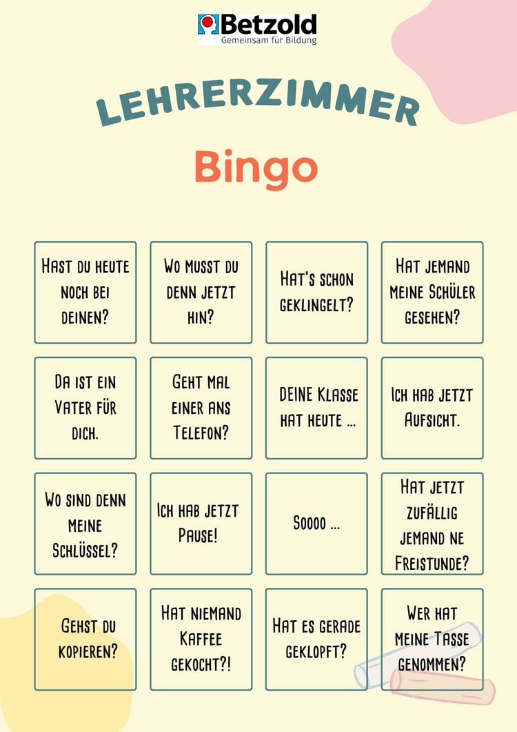 Lehrerzimmer-Bingo