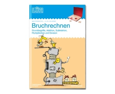 LÜK Bruchrechnen Doppelband eine graue Bruchrechenmaschine auf dem Cover des Heftes Bruchrechnen