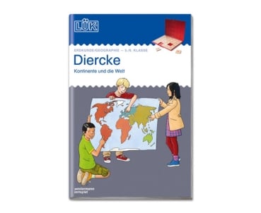 LÜK Diercke Erdkunde 5./6. Klasse Kinder mit einer Weltkarte als Cover des Heftes Erdkunde