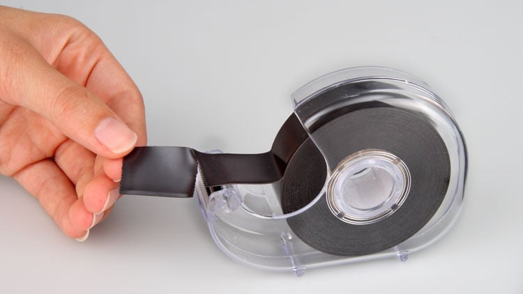 Magnetic tape on a dispenser