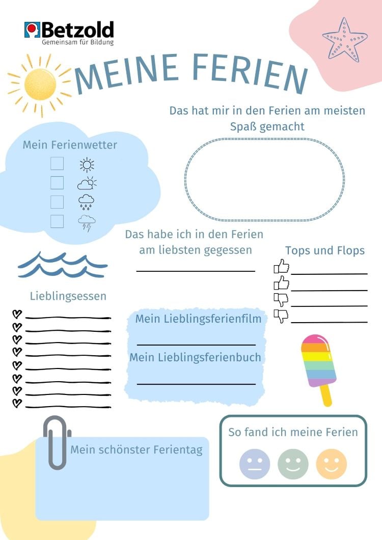 Arbeitsblatt Meine Ferien