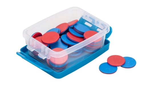 Wendeplättchen in rot und blau in Aufbewahrungsbox
