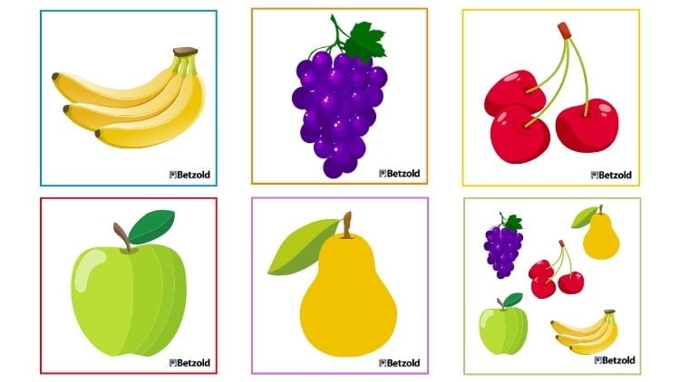 Pocket-Cube-Karten: Bewegung Obst