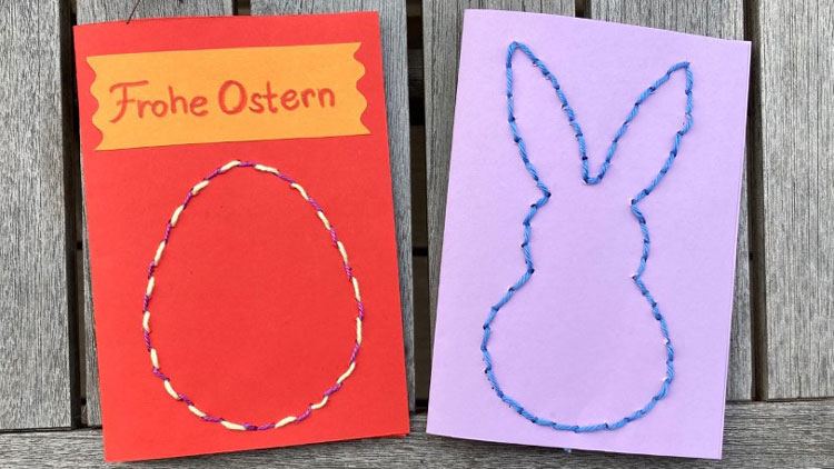 Osterkarten mit Stickerei