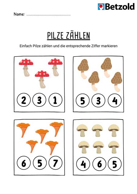 Spiel: Pilze zählen