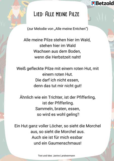 Lied: Alle meine Pilze
